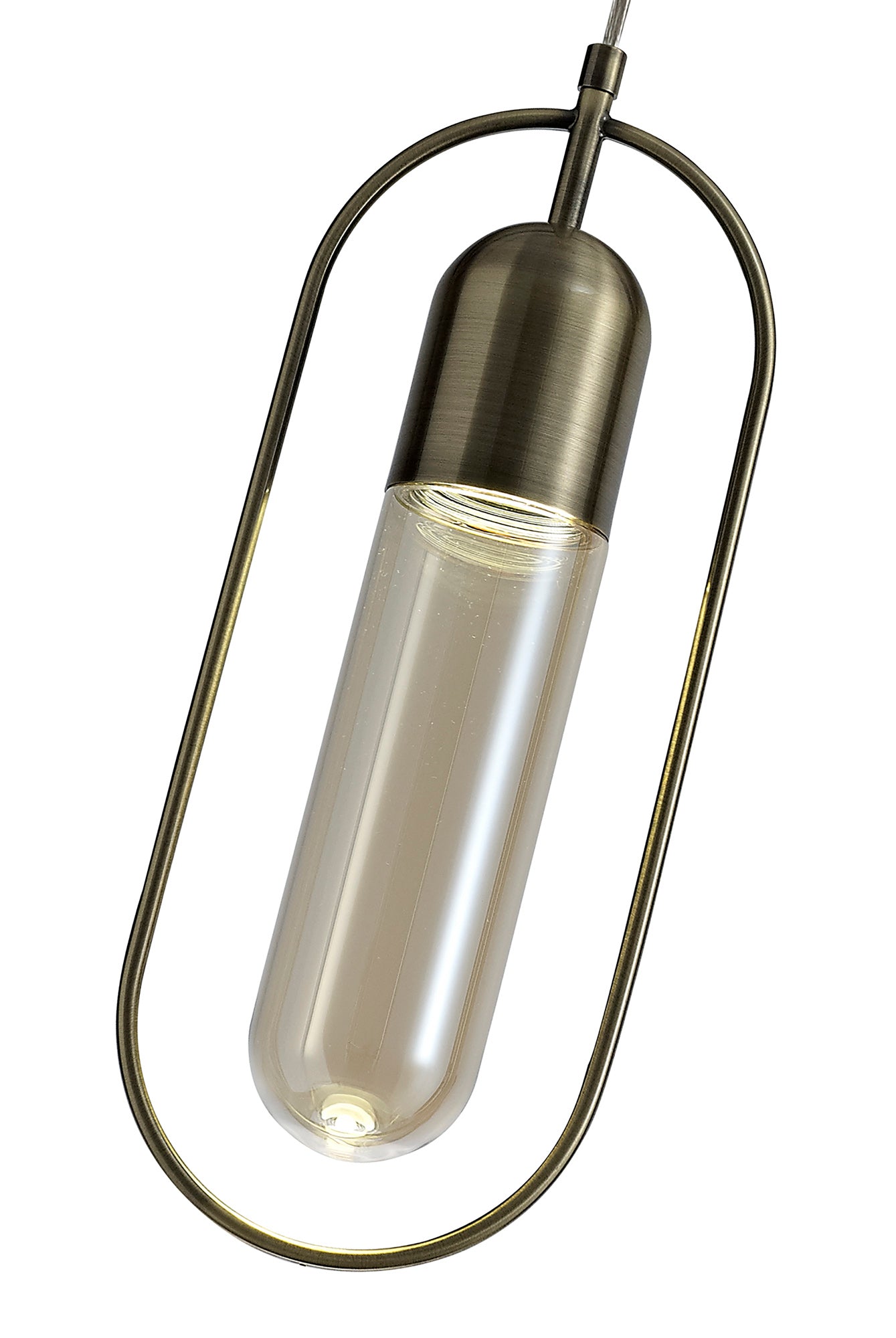 Neo Pendant, 1 x 7W LED, 4000K, 790lm, Antique Brass/Amber, 3yrs Warranty