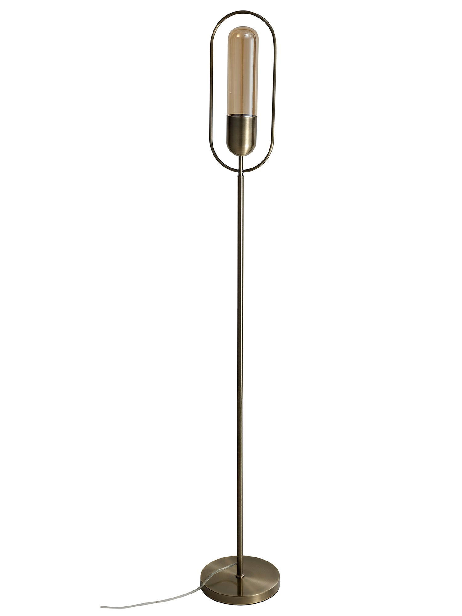 Neo Floor Lamp, 1 x 7W LED, 4000K, 790lm, Antique Brass/Amber, 3yrs Warranty