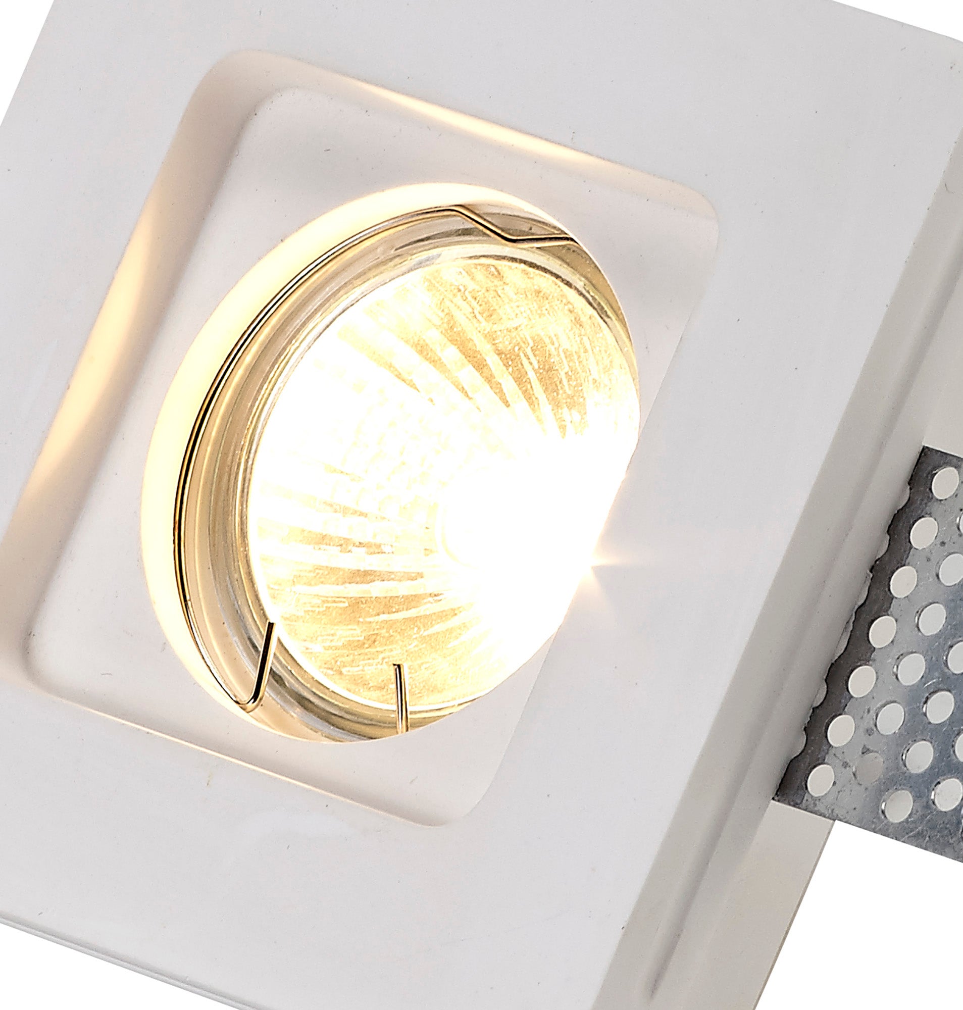 Plastin Square Stepped Recessed Spotlight, GU10, White Paintable Gypsum, Cut Out: L:103mmxW:103mm