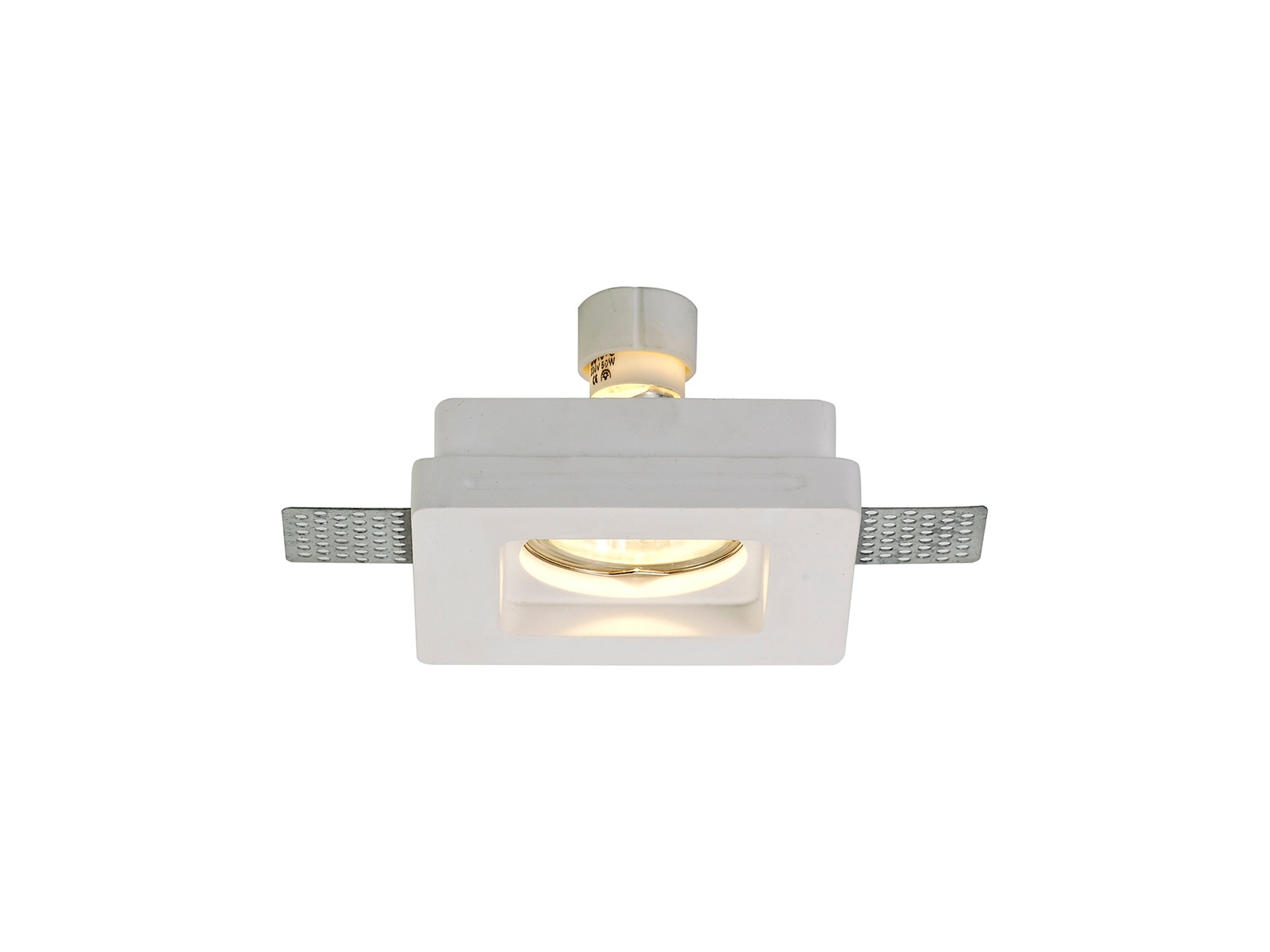 Plastin Square Stepped Recessed Spotlight, GU10, White Paintable Gypsum, Cut Out: L:103mmxW:103mm