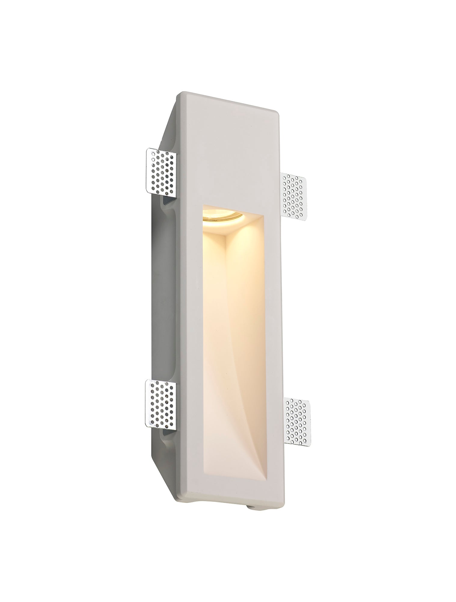 Plastin Medium Recessed Wall Lamp, 1 x GU10, White Paintable Gypsum, Cut Out: L:353mmxW:103mm