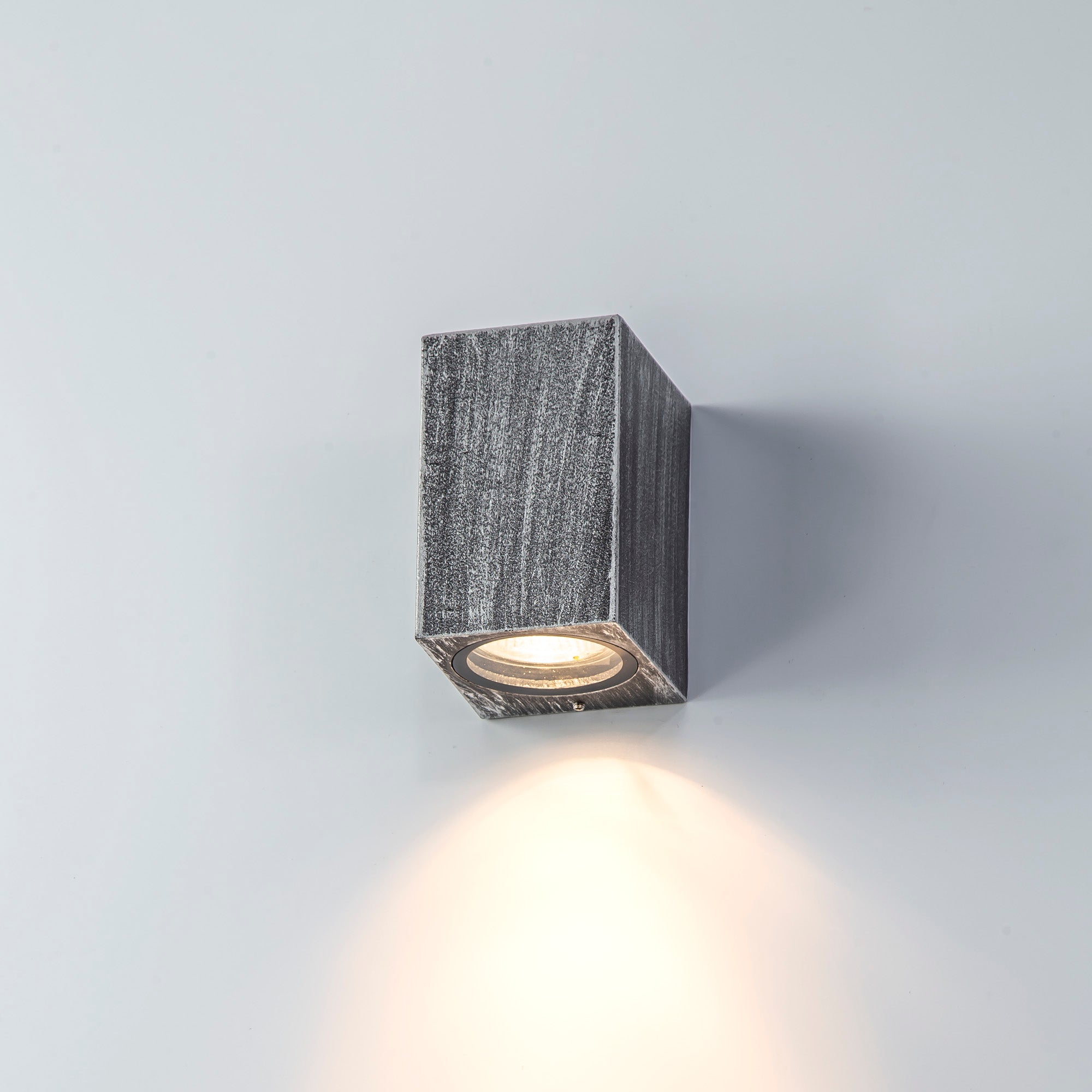 Stratus Rectangle Wall Lamp, 1 x GU10, IP54, Black/Silver