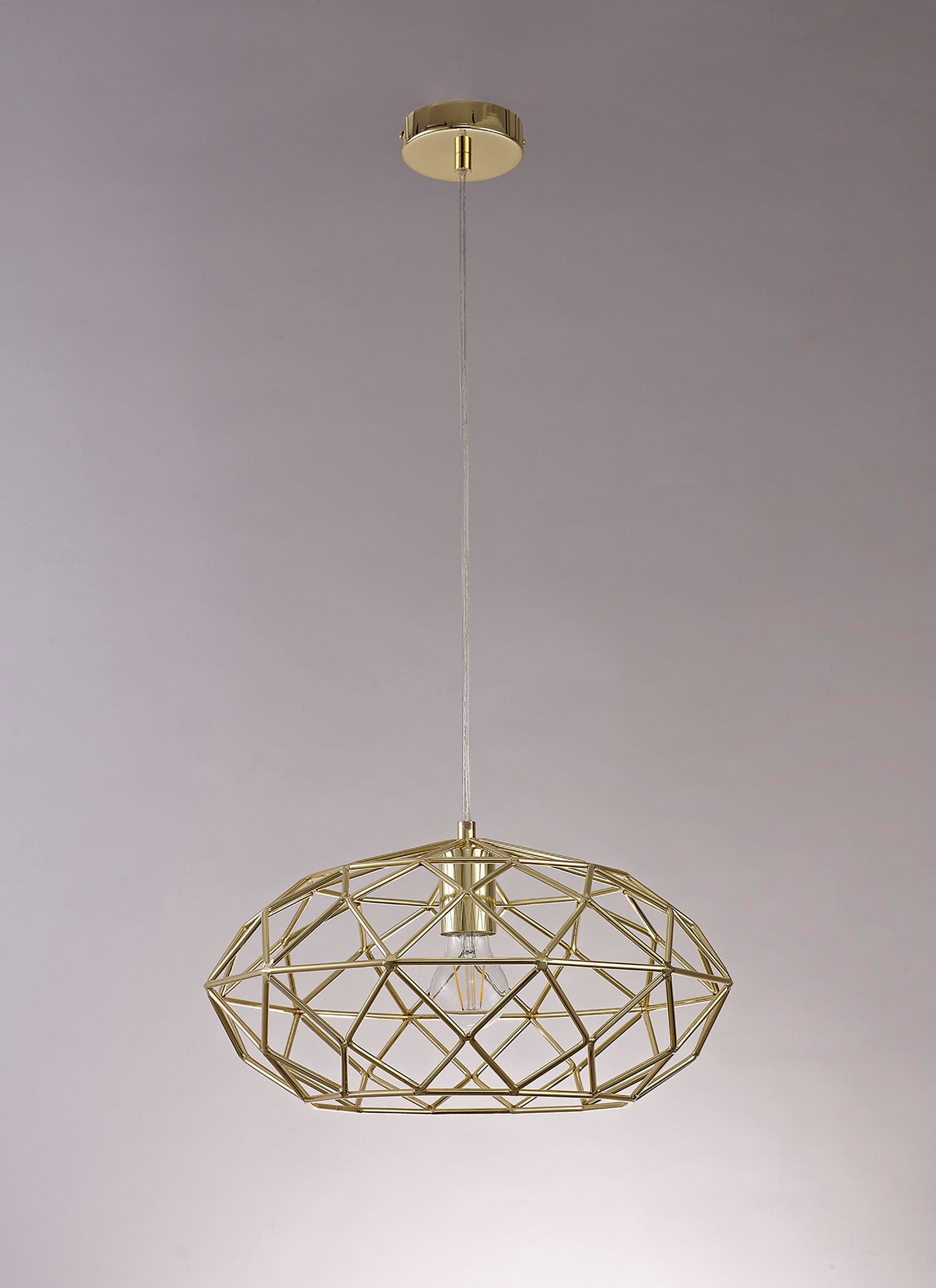 Trimond Elliptical Sphere Pendant, 1 x E27, Polished Brass