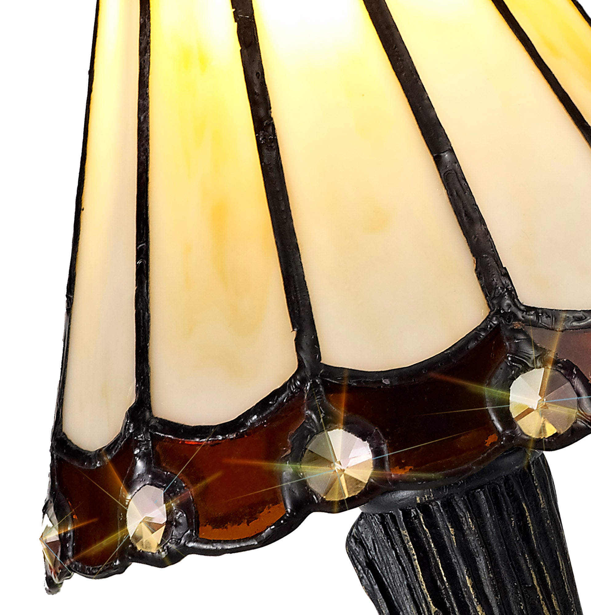 Umbrella Tiffany Table Lamp, 1 x E14, Crealm/Brown/Clear Crystal Shade