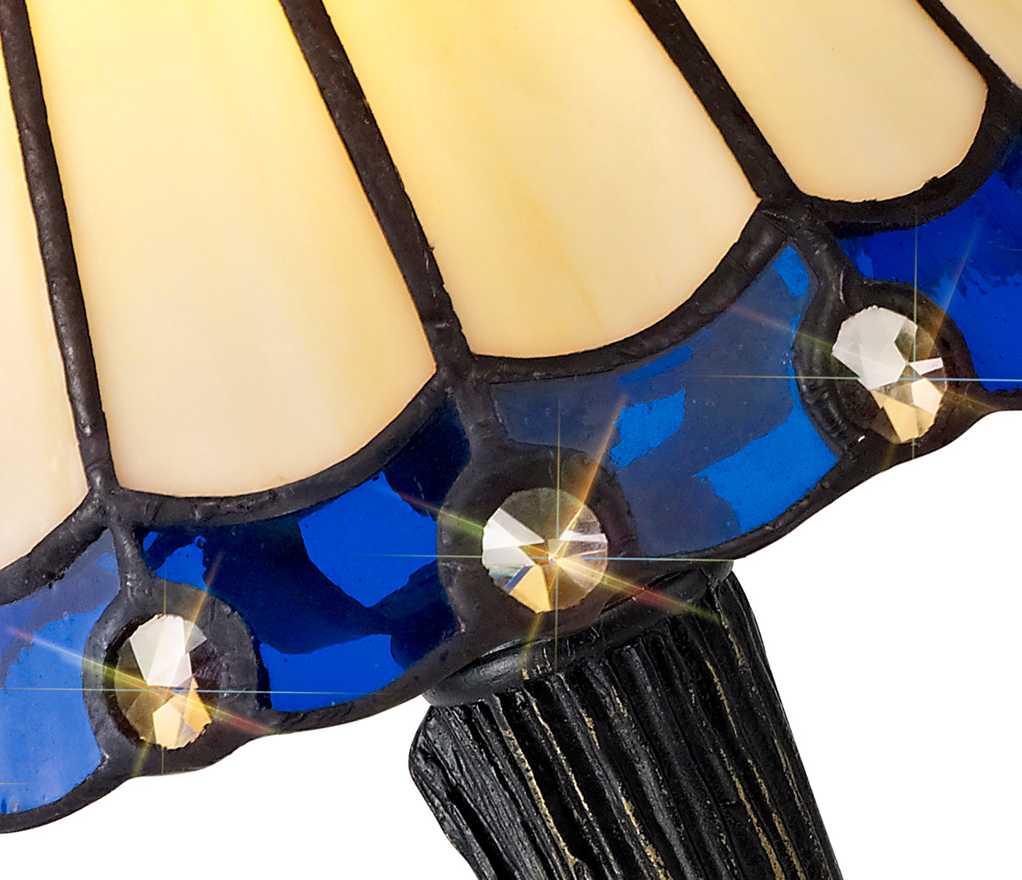 Umbrella Tiffany Table Lamp, 1 x E14, Crealm/Blue/Clear Crystal Shade