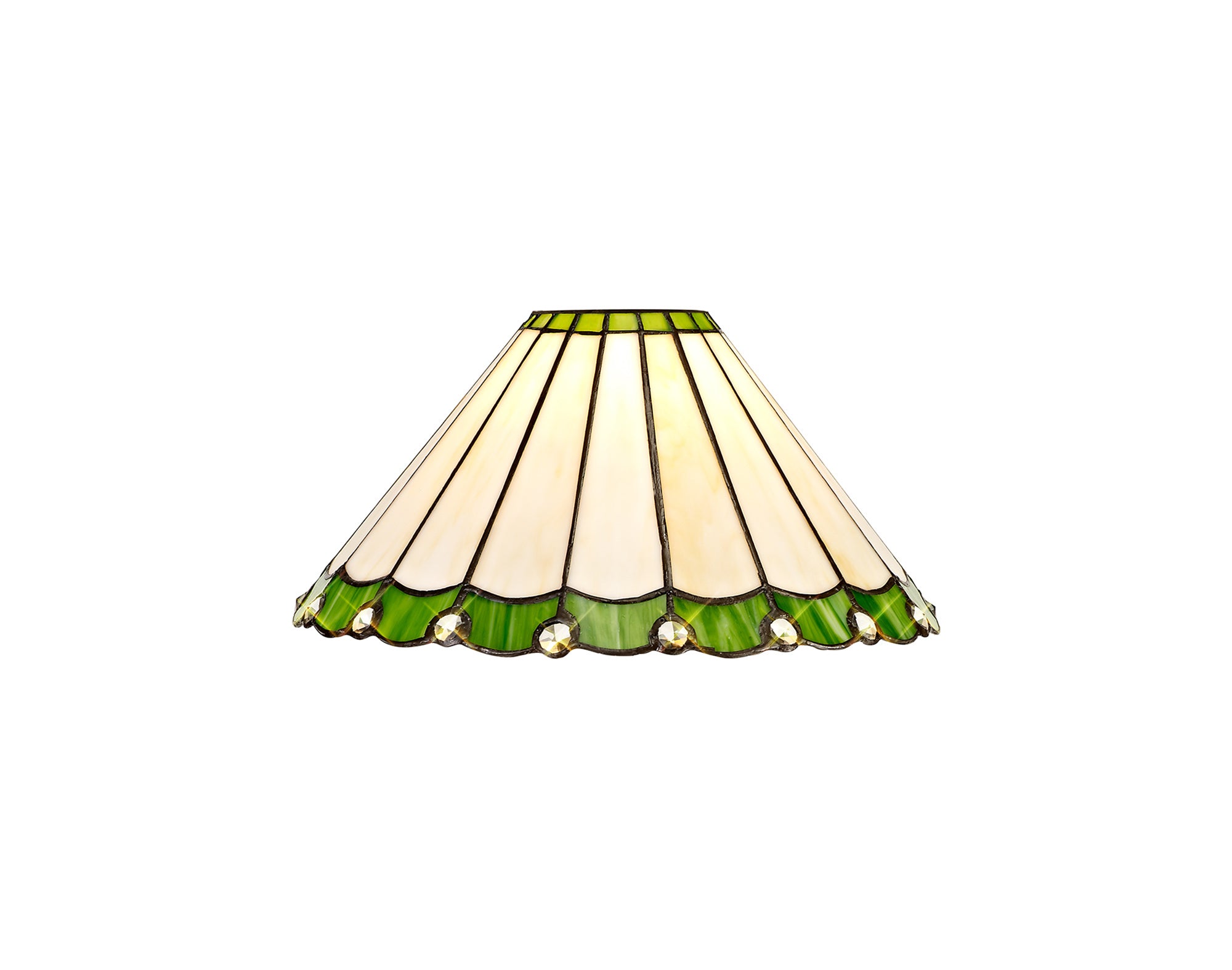 Umbrella Tiffany 30cm Non-Electric Shade, Green/Crealm/Crystal