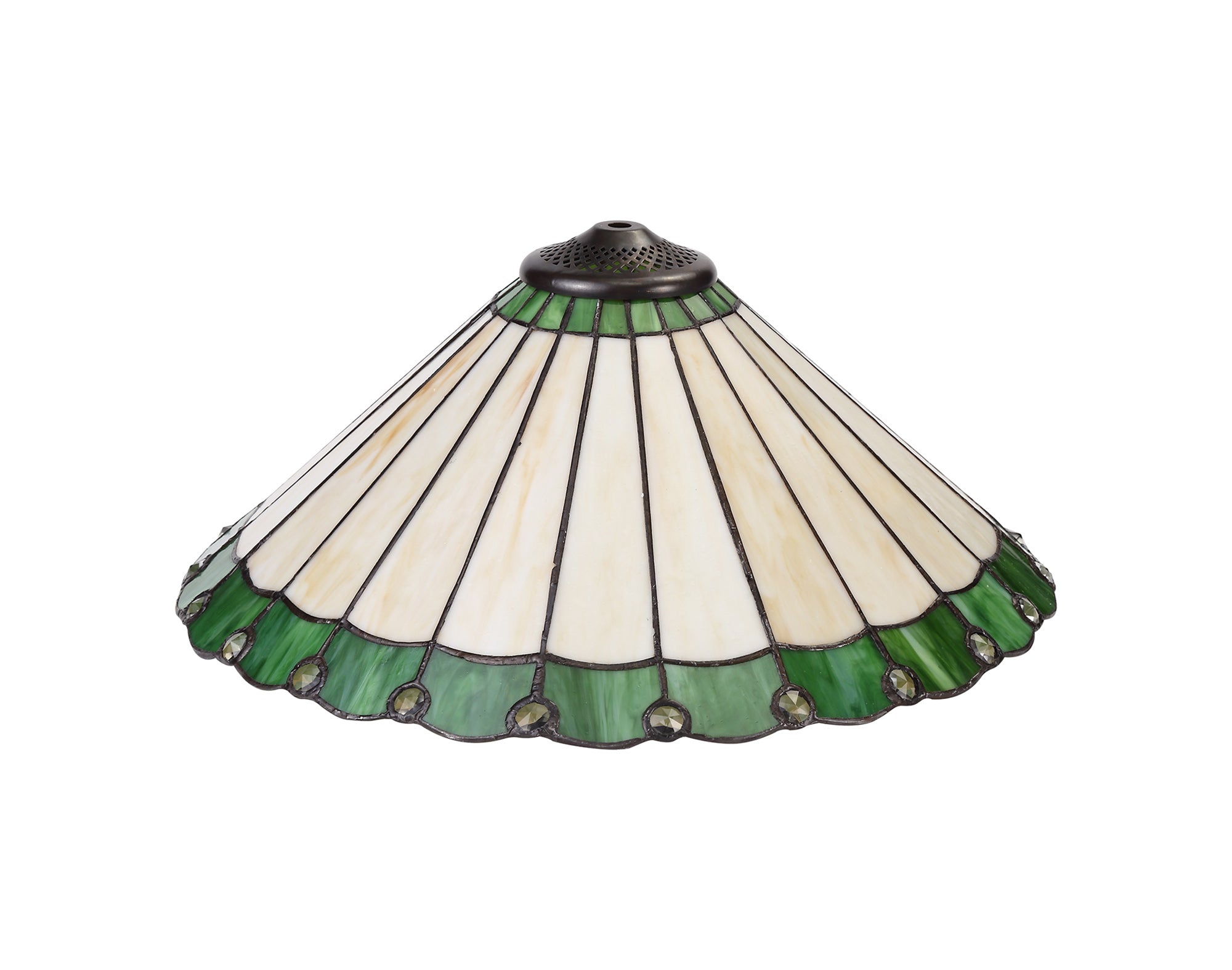 Umbrella Tiffany 40cm Shade Only Suitable For Pendant/Ceiling/Table Lamp, Green/Crealm/Crystal