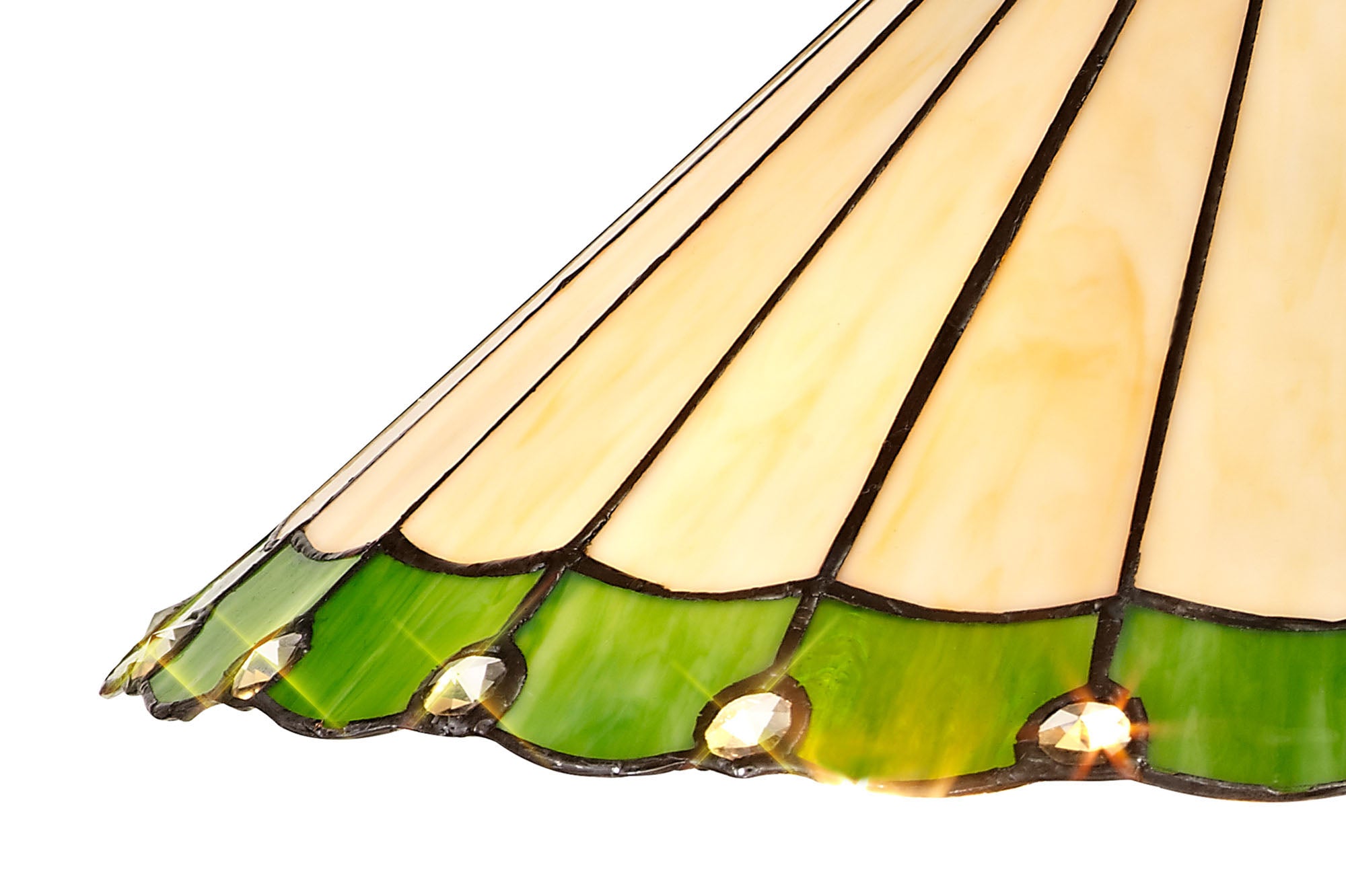 Umbrella Tiffany 40cm Shade Only Suitable For Pendant/Ceiling/Table Lamp, Green/Crealm/Crystal
