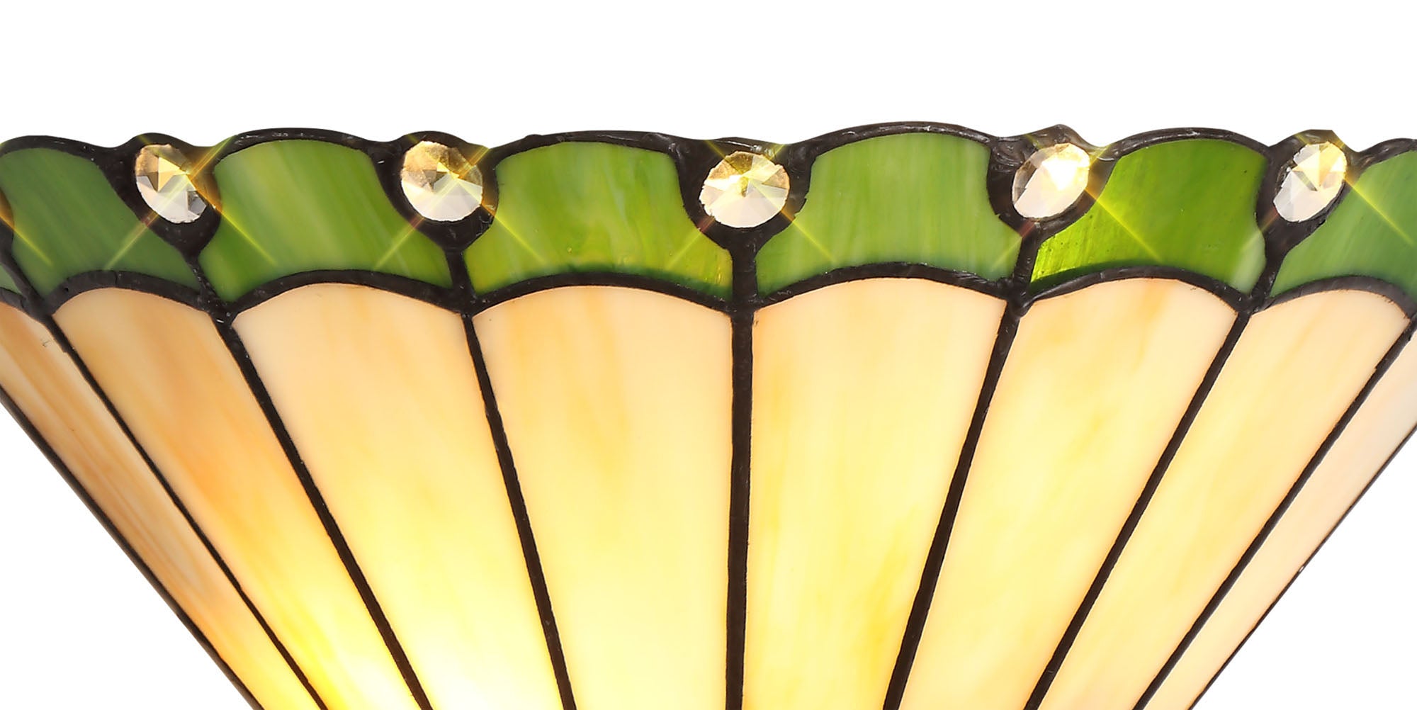 Umbrella Tiffany Wall Lamp, 2 x E14, Green/Crealm/Crystal