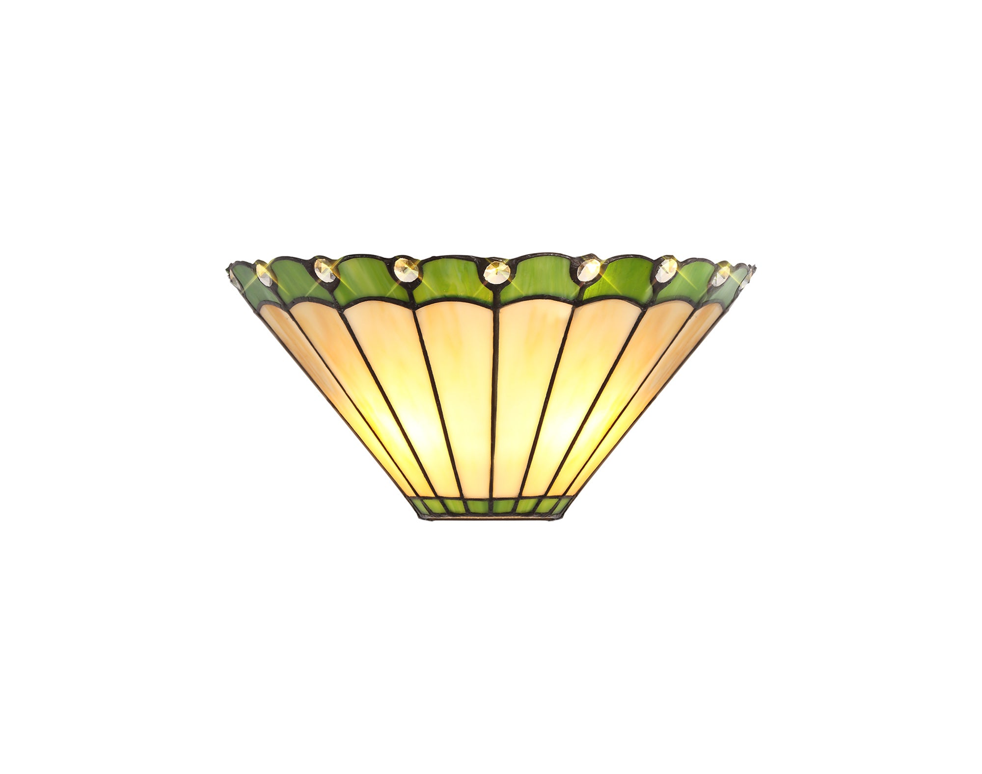 Umbrella Tiffany Wall Lamp, 2 x E14, Green/Crealm/Crystal