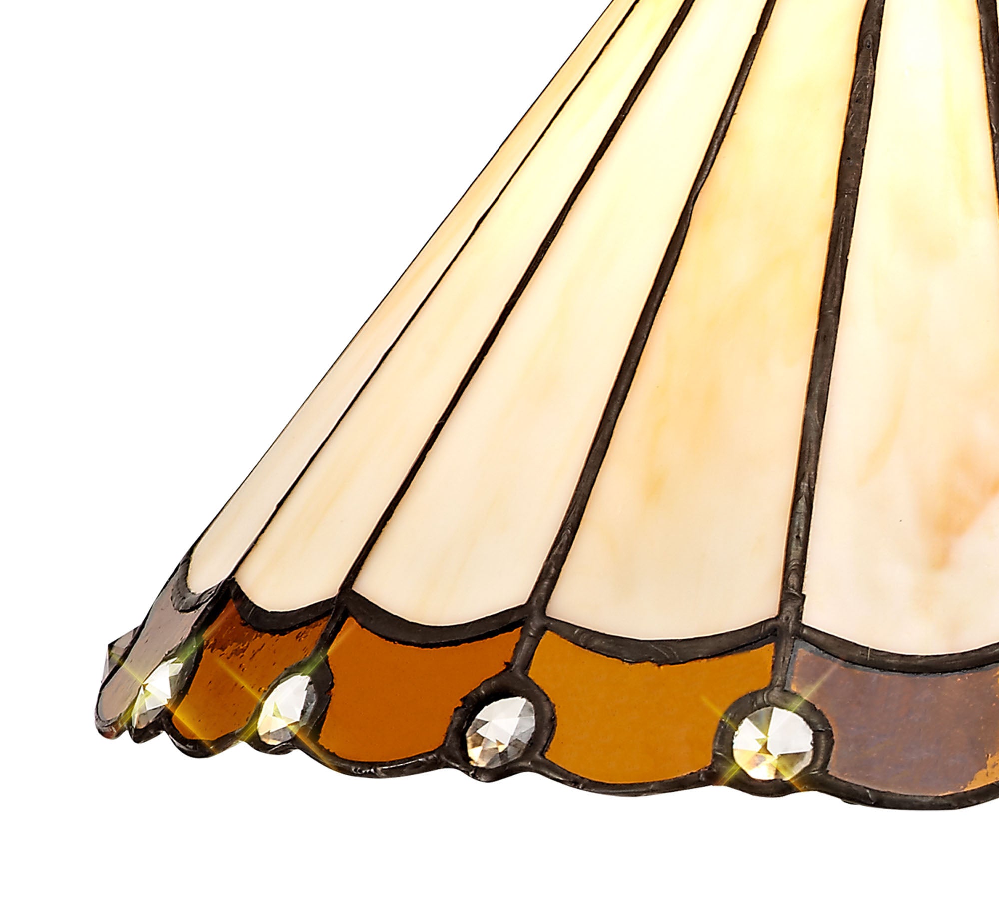 Umbrella Tiffany 30cm Non-Electric Shade, Amber/Crealm/Crystal