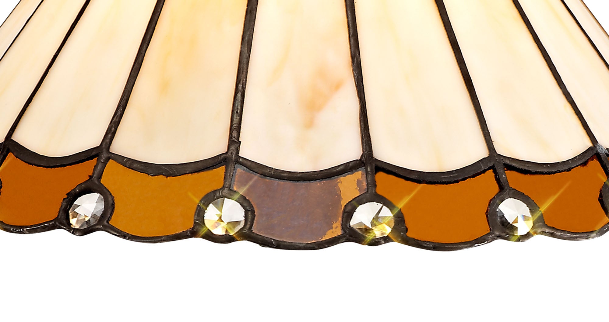 Umbrella Tiffany 30cm Non-Electric Shade, Amber/Crealm/Crystal