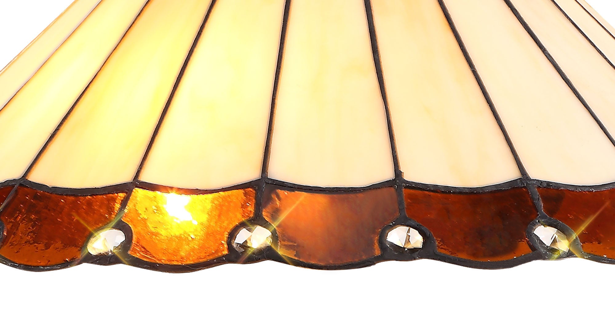 Umbrella Tiffany 40cm Shade Only Suitable For Pendant/Ceiling/Table Lamp, Amber/Crealm/Crystal