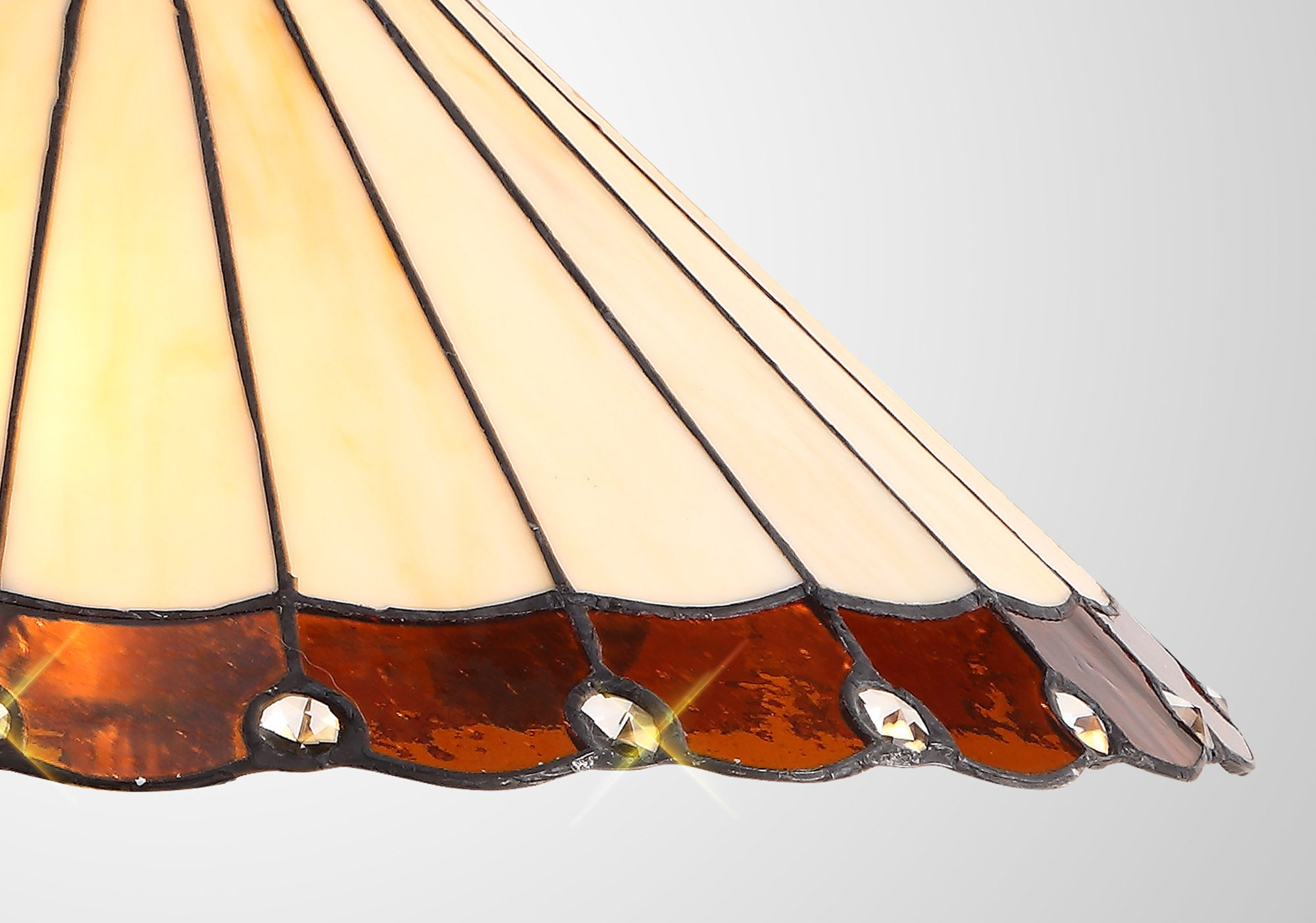 Umbrella Tiffany 40cm Shade Only Suitable For Pendant/Ceiling/Table Lamp, Amber/Crealm/Crystal