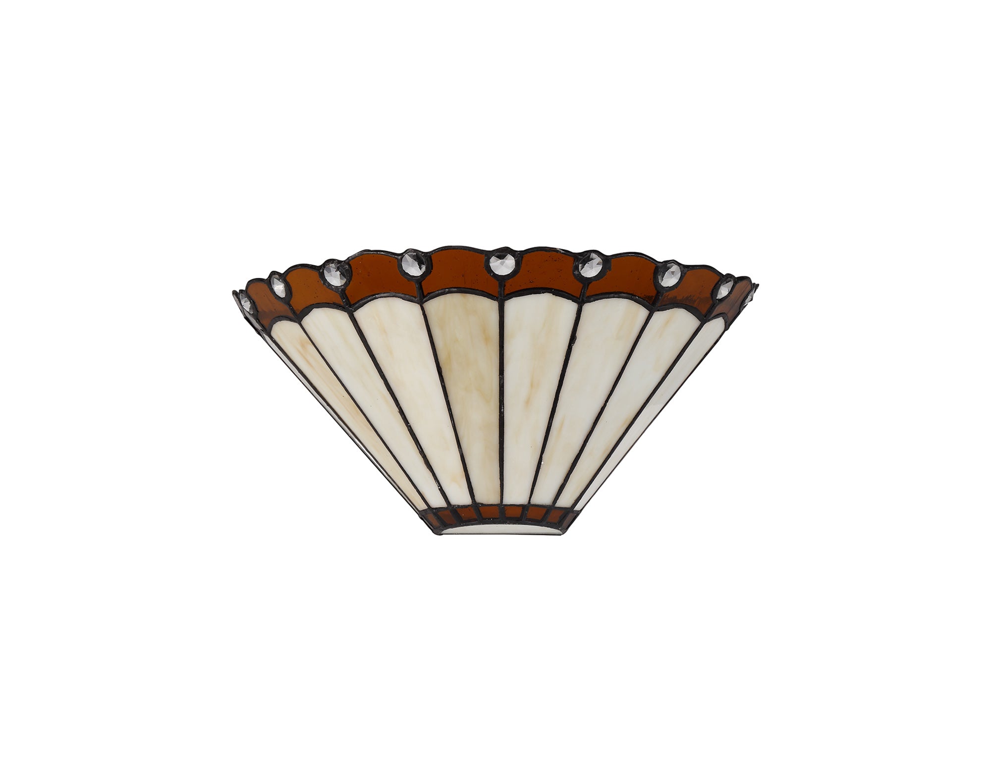 Umbrella Tiffany Wall Lamp, 2 x E14, Amber/Crealm/Crystal