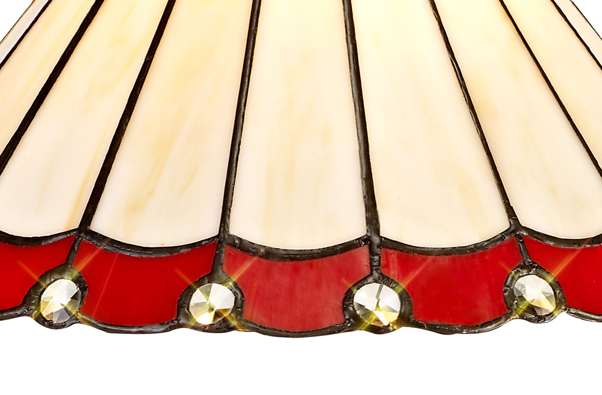 Umbrella Tiffany 30cm Non-Electric Shade, Red/Crealm/Crystal