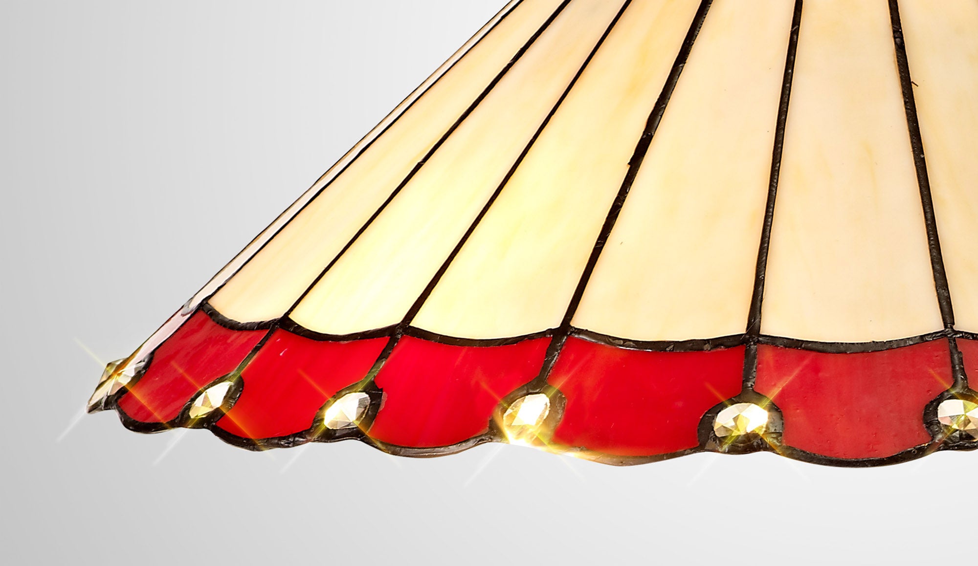 Umbrella Tiffany 40cm Shade Only Suitable For Pendant/Ceiling/Table Lamp, Red/Crealm/Crystal
