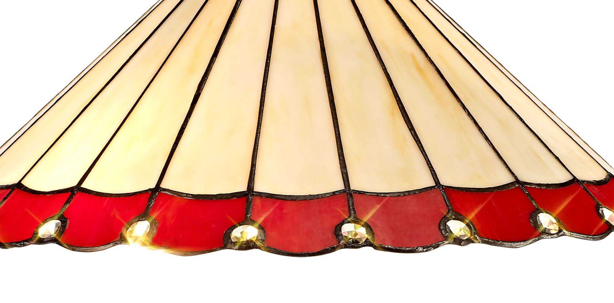 Umbrella Tiffany 40cm Shade Only Suitable For Pendant/Ceiling/Table Lamp, Red/Crealm/Crystal