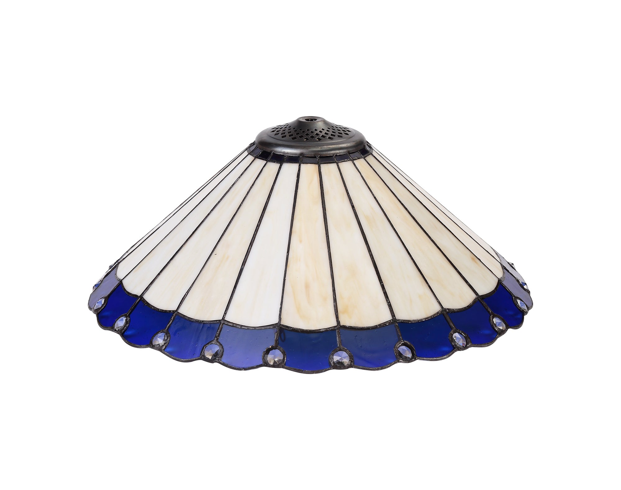Umbrella Tiffany 40cm Shade Only Suitable For Pendant/Ceiling/Table Lamp, Blue/Crealm/Crystal