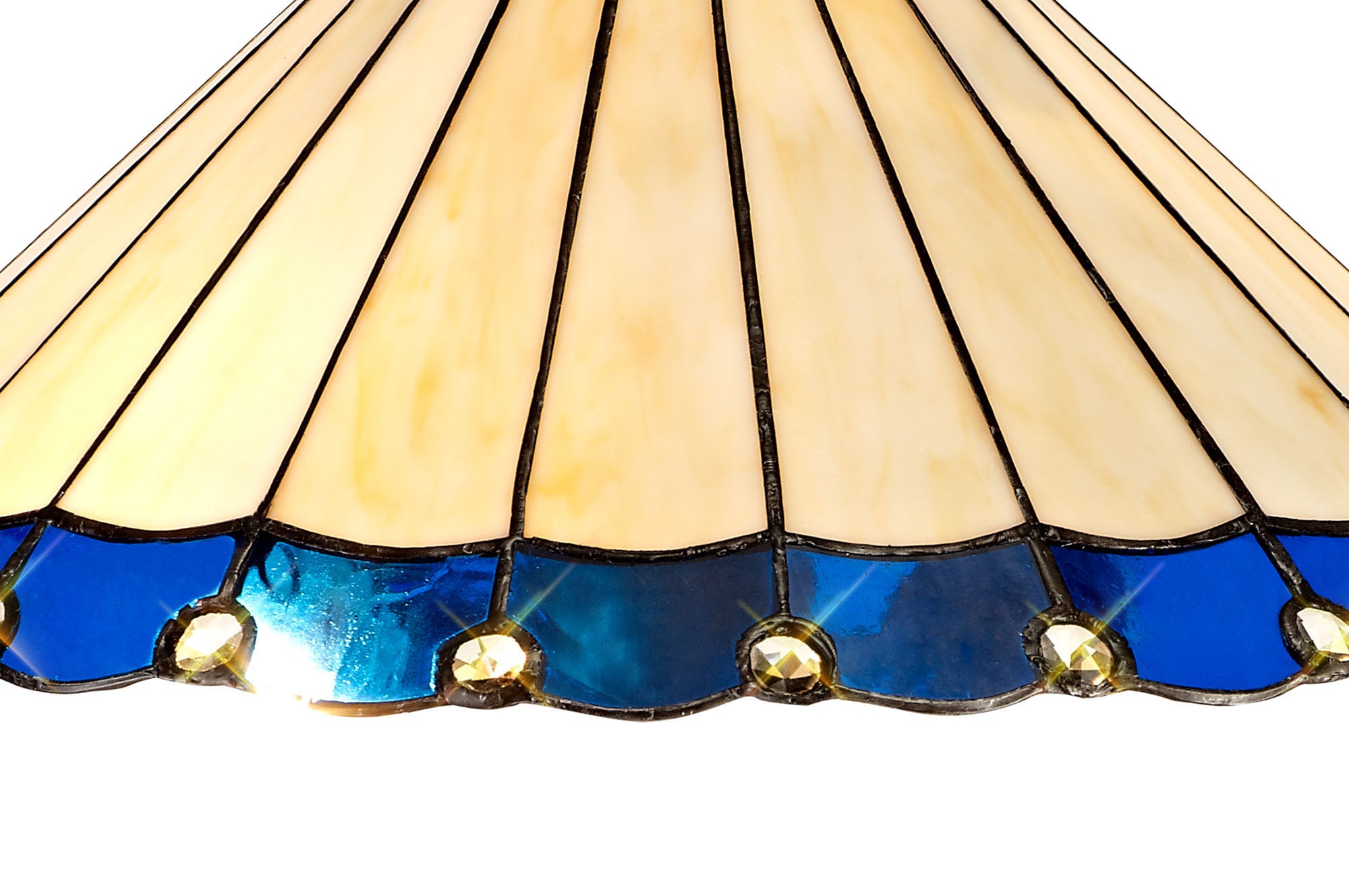 Umbrella Tiffany 40cm Shade Only Suitable For Pendant/Ceiling/Table Lamp, Blue/Crealm/Crystal