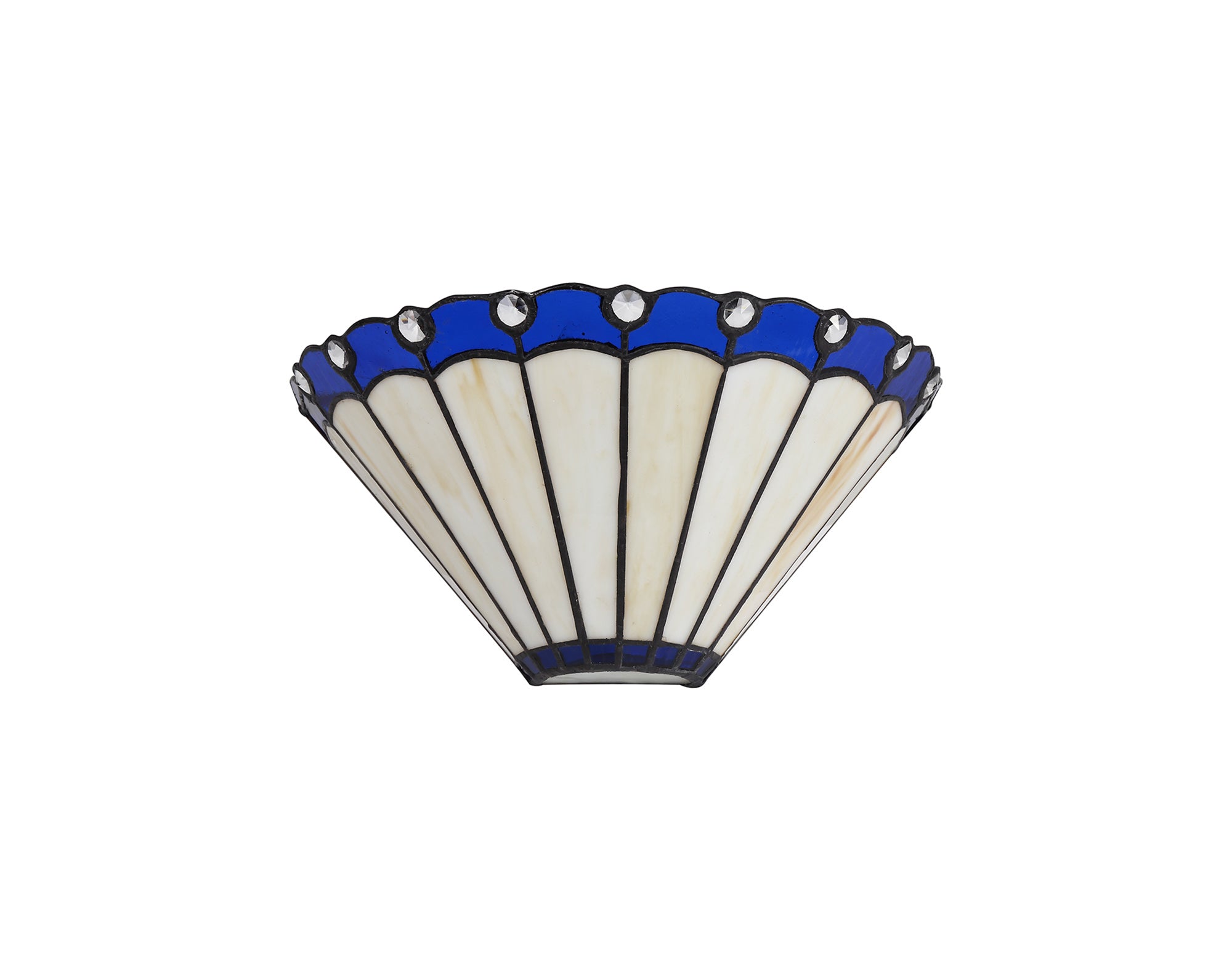 Umbrella Tiffany Wall Lamp, 2 x E14, Blue/Crealm/Crystal