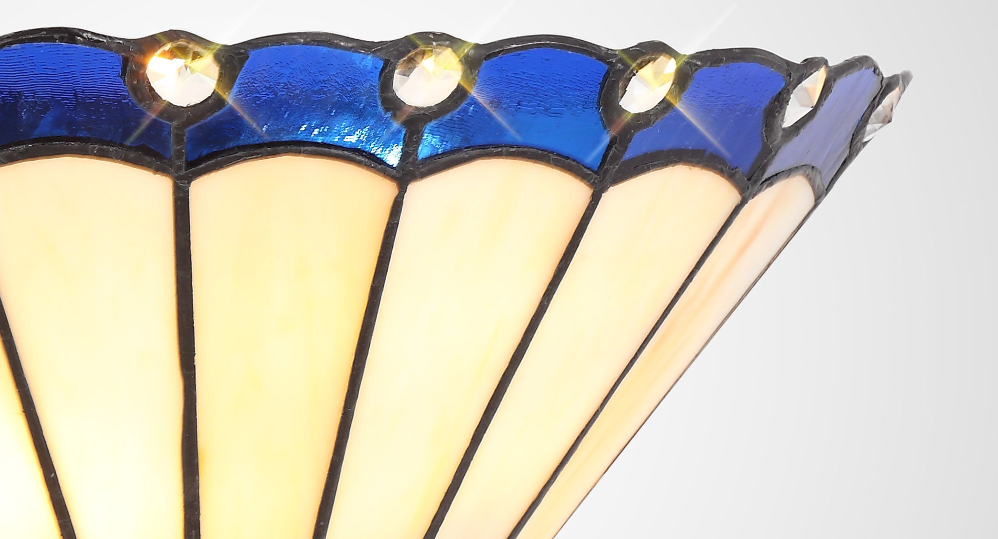 Umbrella Tiffany Wall Lamp, 2 x E14, Blue/Crealm/Crystal