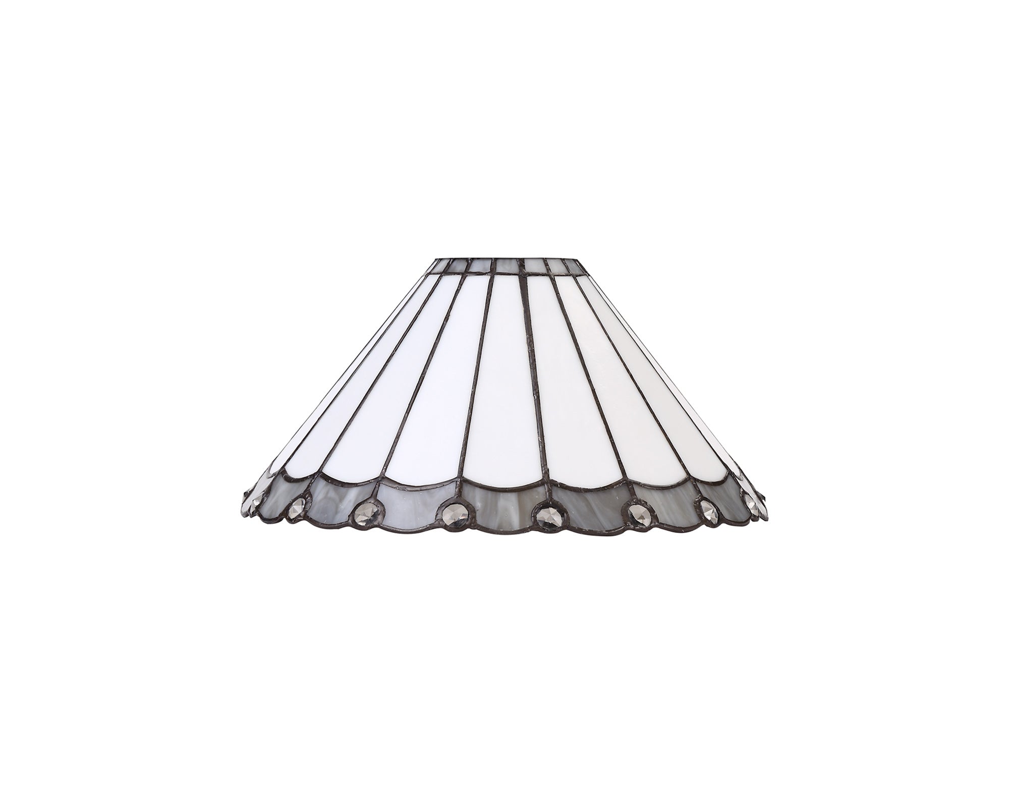 Umbrella Tiffany 30cm Non-Electric Shade, Grey/Crealm/Crystal
