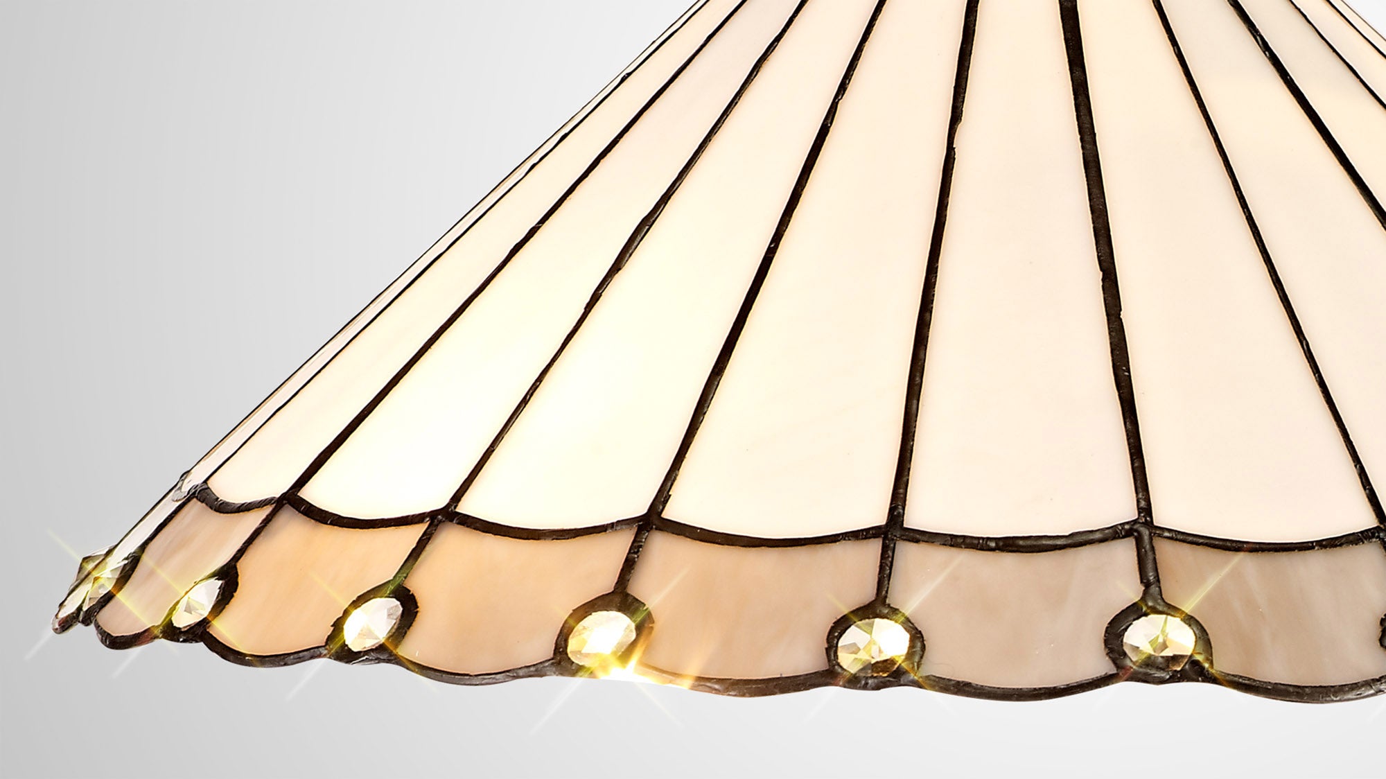 Umbrella Tiffany 40cm Shade Only Suitable For Pendant/Ceiling/Table Lamp, Grey/Crealm/Crystal