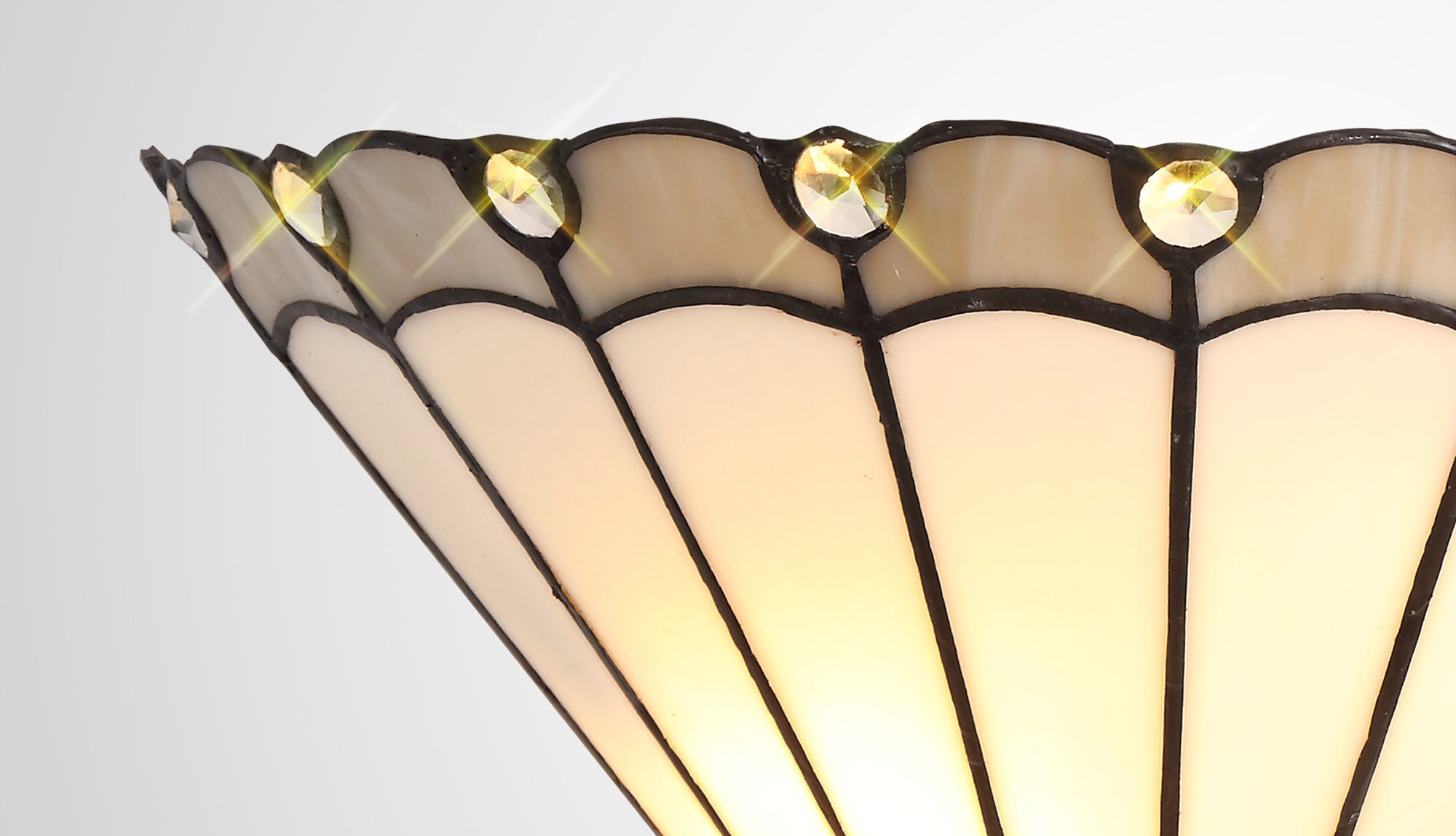 Umbrella Tiffany Wall Lamp, 2 x E14, Grey/Crealm/Crystal